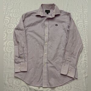 Ralph Lauren Youth Boy Size 16 Button Up Long Sleeve Checkered Shirt Pink Blue